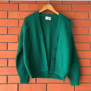 Vintage PENDLETON Women's Green Wool Cardigan Sweater Size Medium